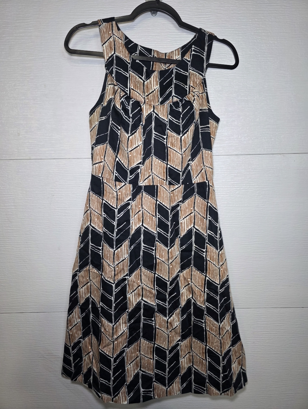 Merona Black and Tan Geometric Sleeveless Midi Dress